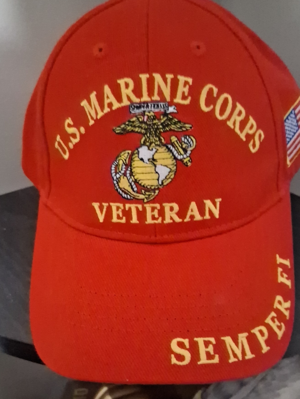 U.S. Marine Corps Veteran Red Embroidered Cap